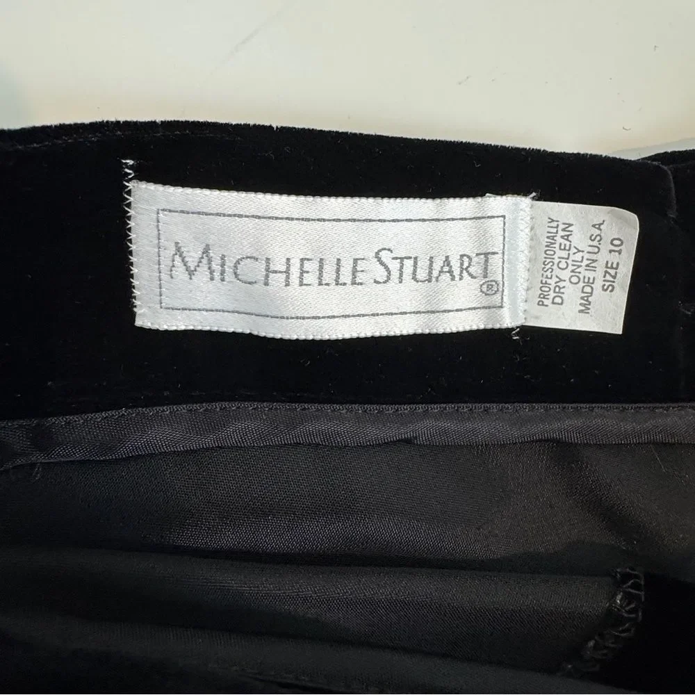 Vintage 90s Michelle Stuart Black Velvet Maxi Skirt 10 (27" waist) - Picture 3 of 9